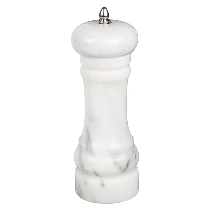 Creative Home Marble Pepper Grinder, Manual Pepper Mill, 6-Inch Refillable Salt or Black Pepper Grinder with Alloy Grinding Mechanism, Ideal for Kitchen, Restaurant, and Outdoor BBQ, Off-White - Image 1